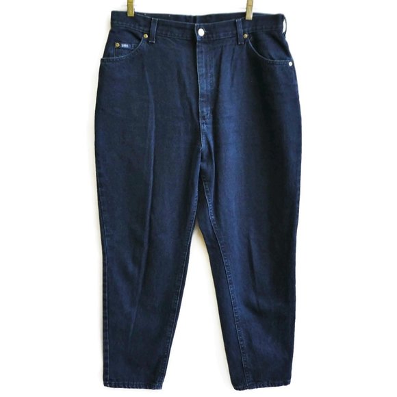 34x28 Vintage Lee Denim Jeans Mom Ultra High Waist Roomy Hip Dark Wash 18P - Picture 3 of 11